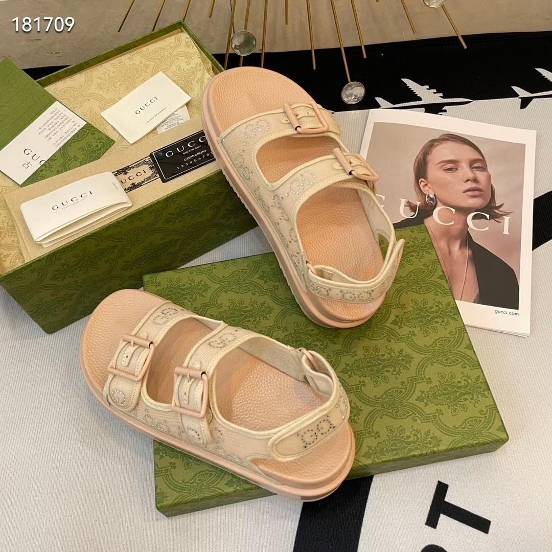 Gucci Women's GG Sandal With Crystals - PerfectKickZ