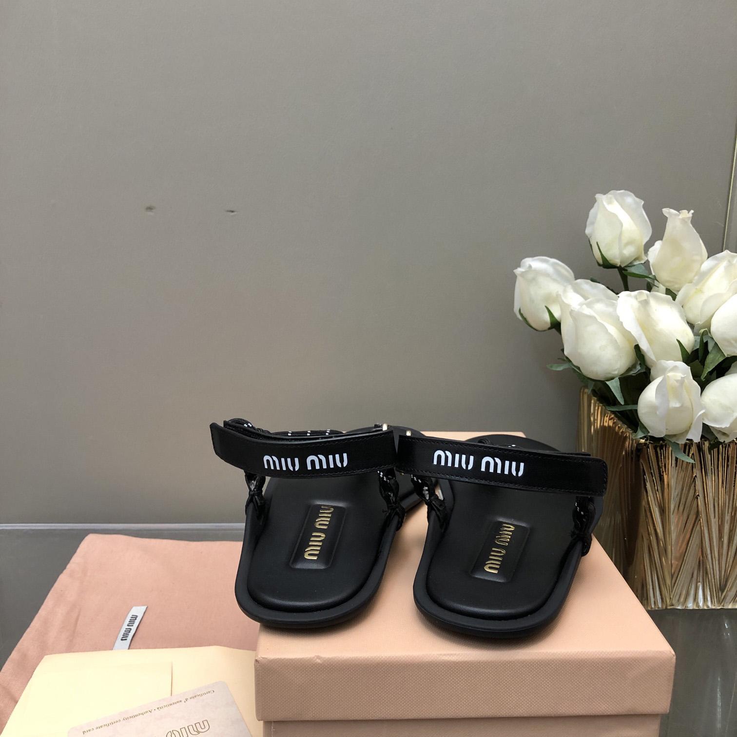 Miu Miu Riviere Cord And Leather Sandals - PerfectKickZ