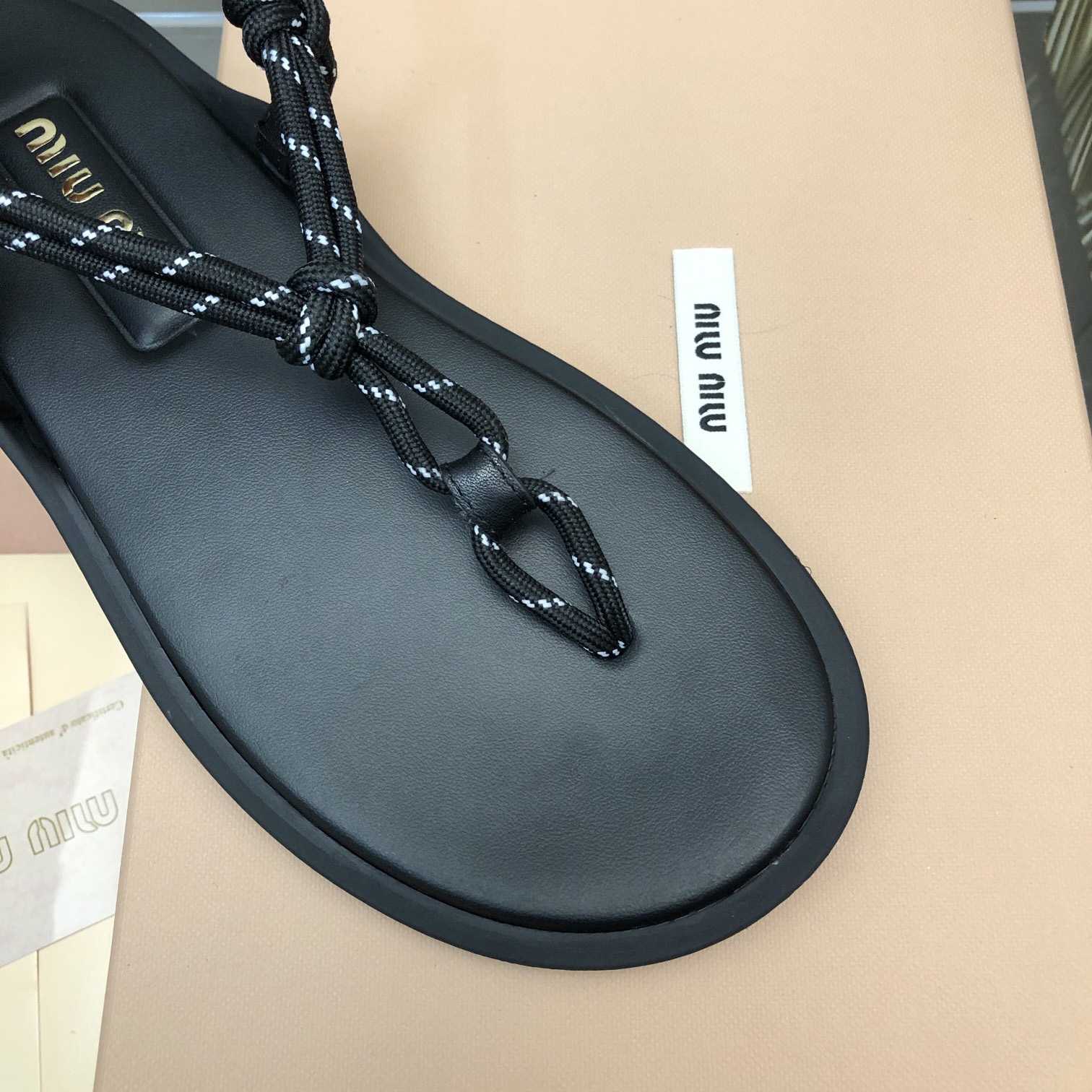 Miu Miu Riviere Cord And Leather Sandals - PerfectKickZ