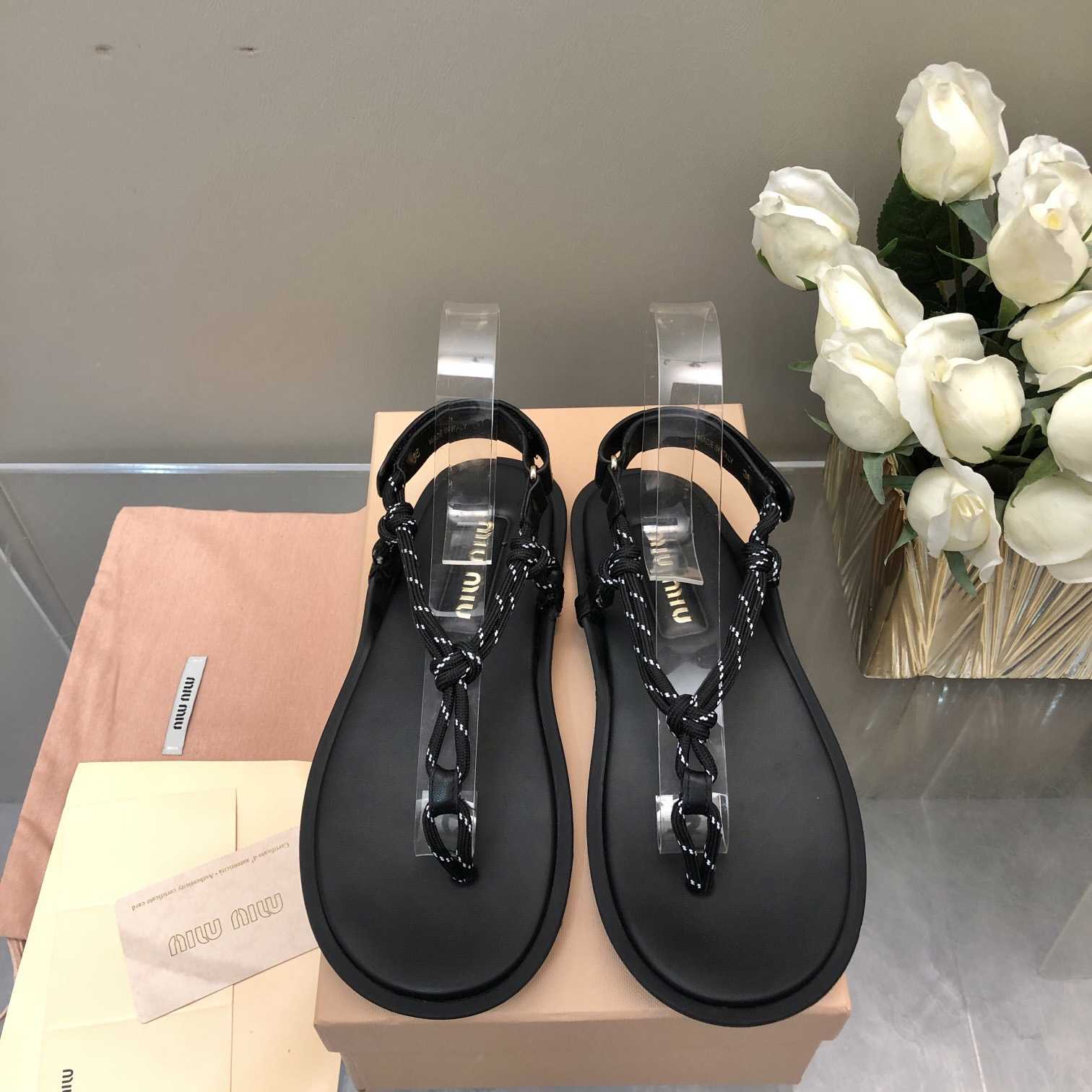 Miu Miu Riviere Cord And Leather Sandals - PerfectKickZ