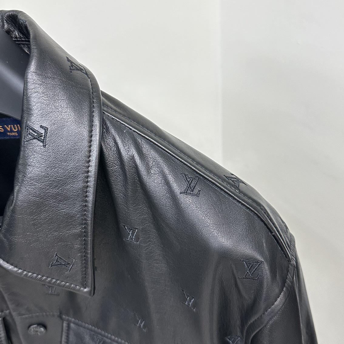 Louis Vuitton Embroidered Leather Signature Overshirt     1AFIOJ - PerfectKickZ
