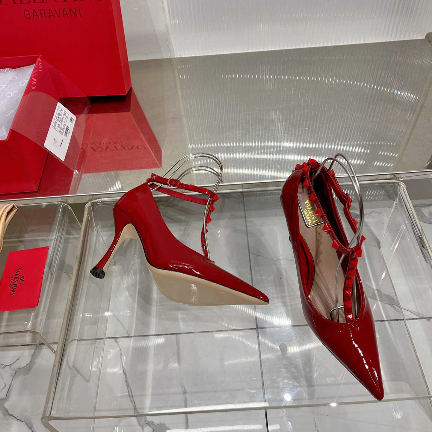 Valenti Rockstud Patent Leather Pumps With Matching Studs 100mm - PerfectKickZ