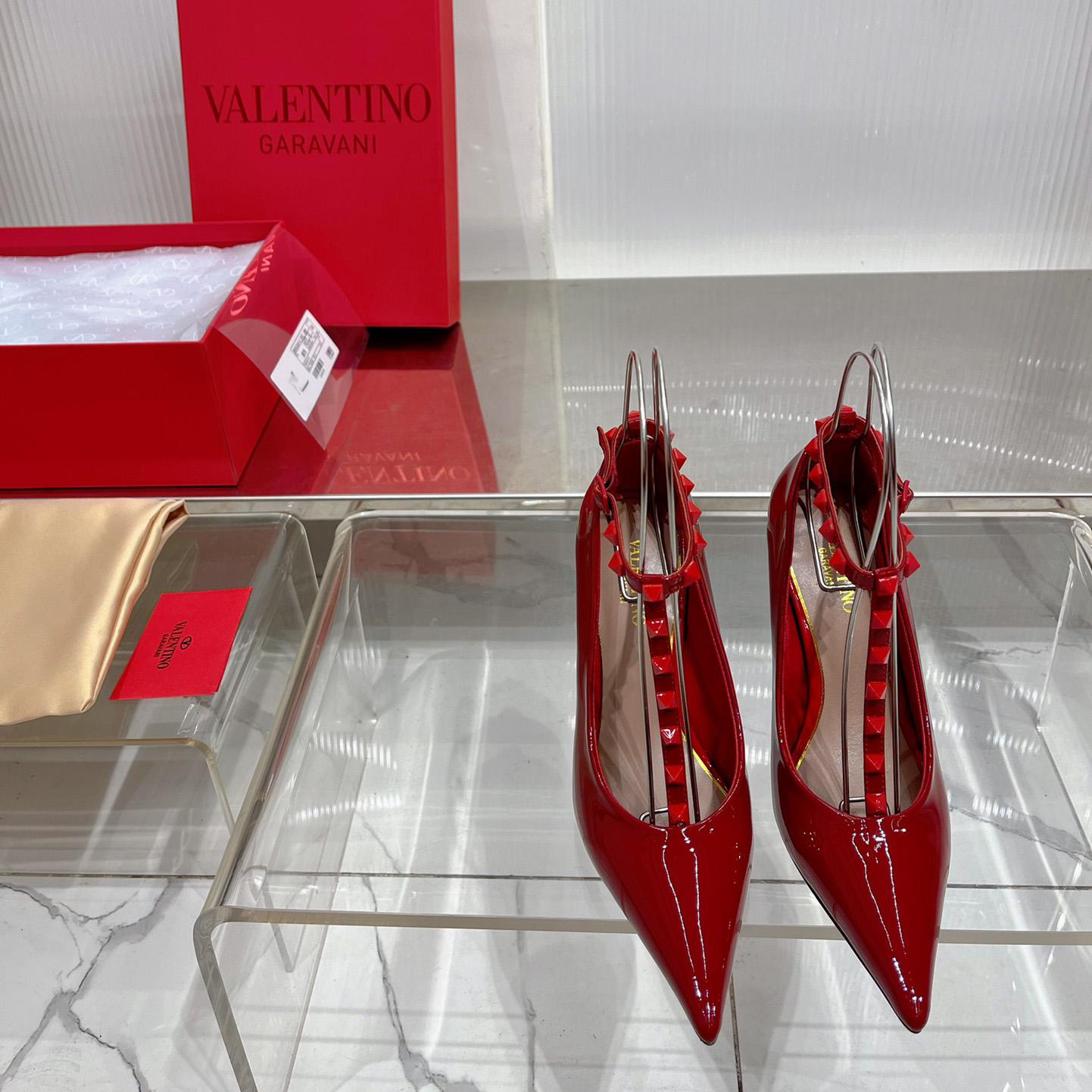Valenti Rockstud Patent Leather Pumps With Matching Studs 100mm - PerfectKickZ