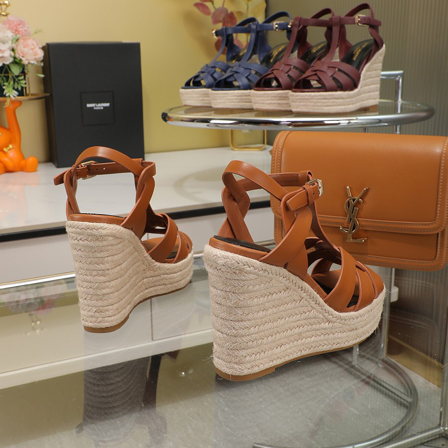 Saint Laurent T-strap Wedge Sandals - 