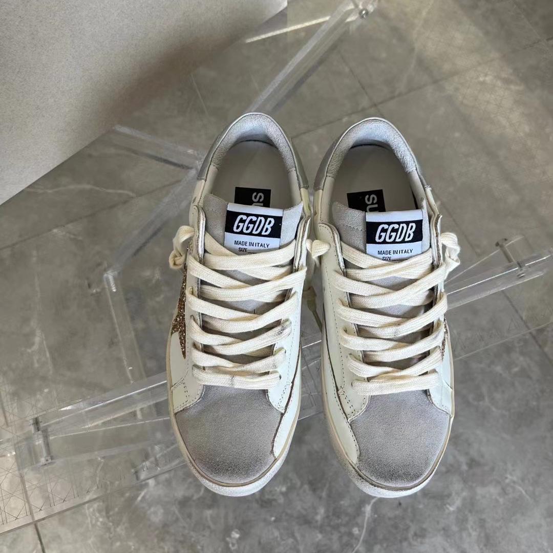 Golden Goose Hi Star White Glitter Gold Sneakers - PerfectKickZ