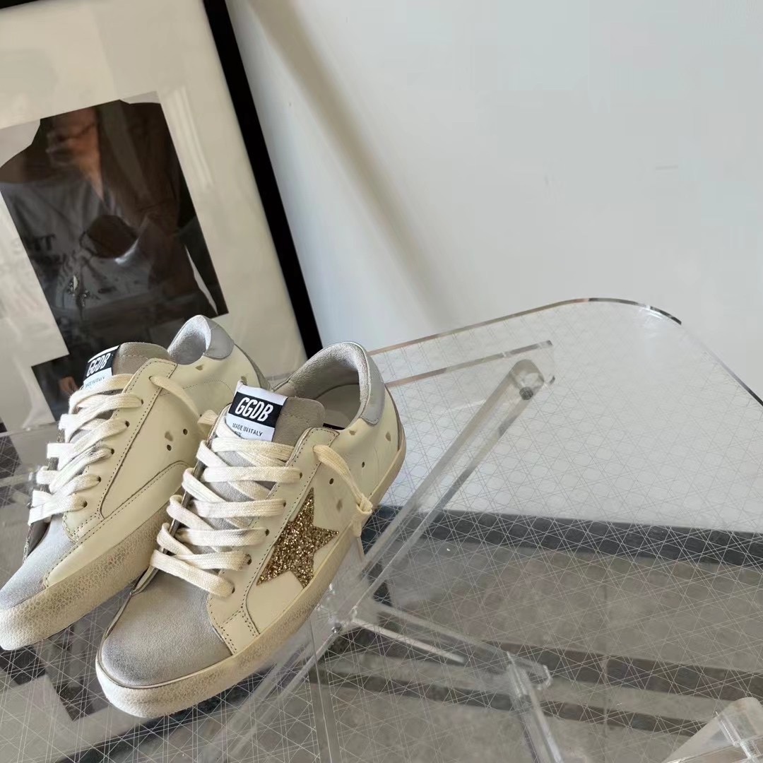 Golden Goose Hi Star White Glitter Gold Sneakers - PerfectKickZ