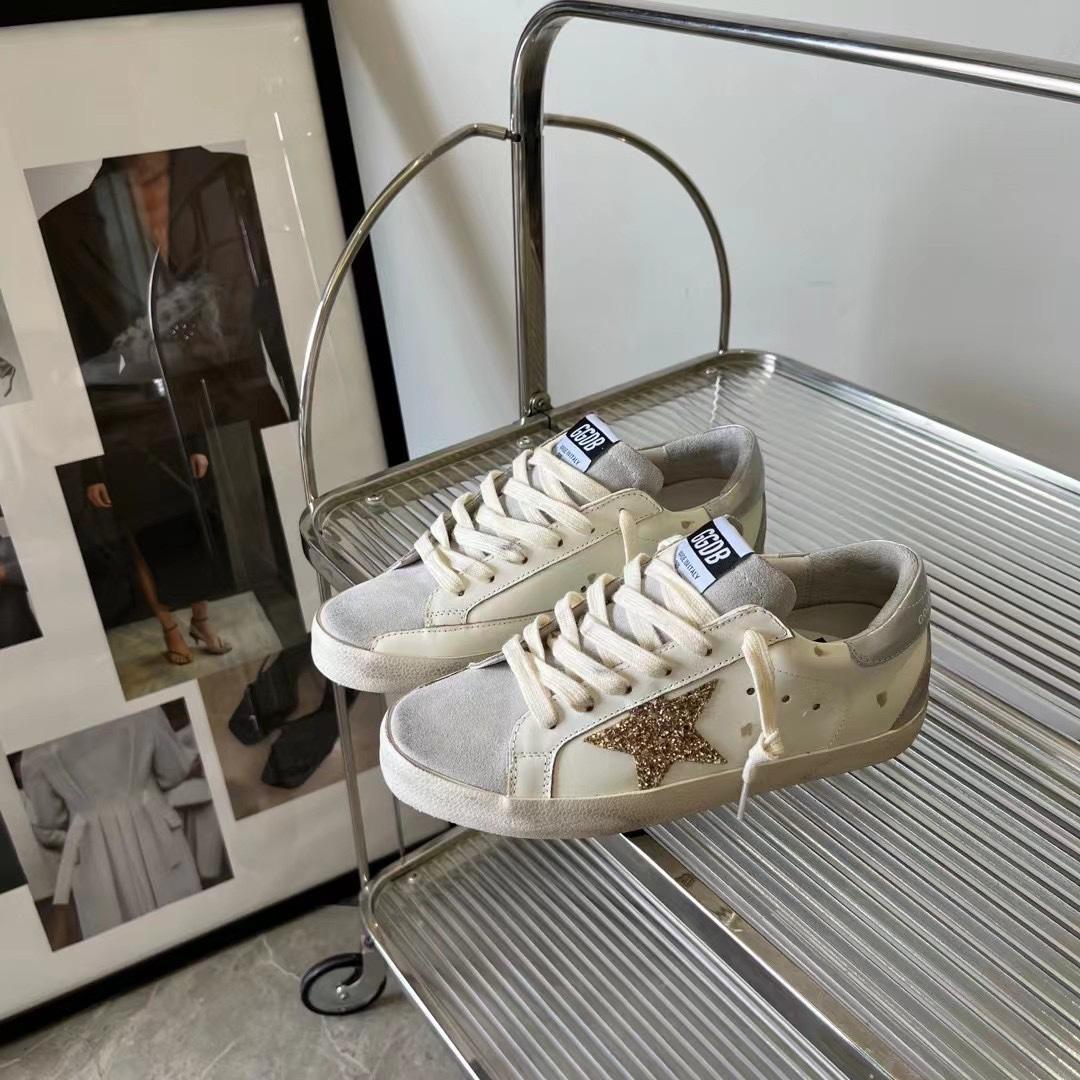 Golden Goose Hi Star White Glitter Gold Sneakers - PerfectKickZ