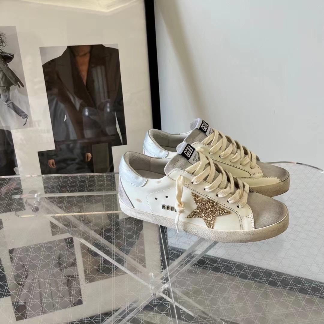 Golden Goose Hi Star White Glitter Gold Sneakers - PerfectKickZ