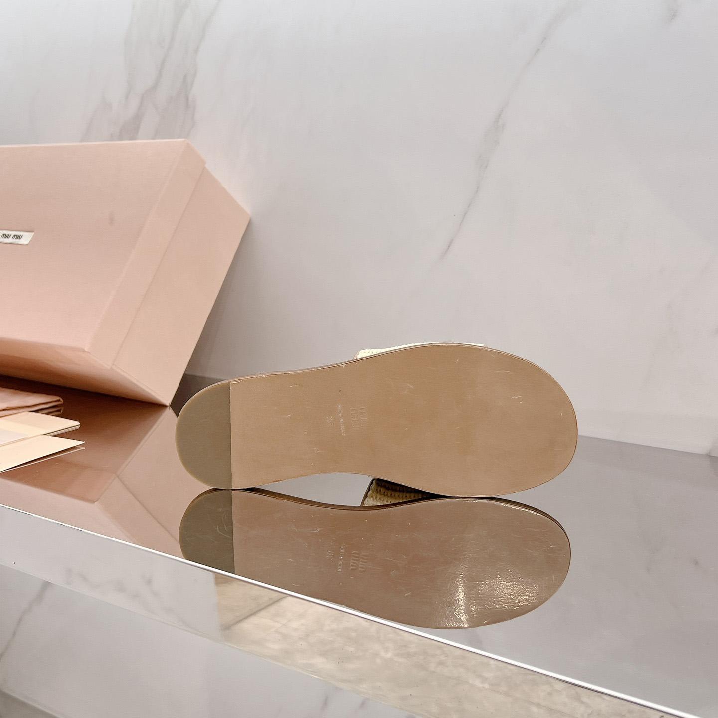 Miu Miu Raffia-effect Woven Fabric Slides - PerfectKickZ