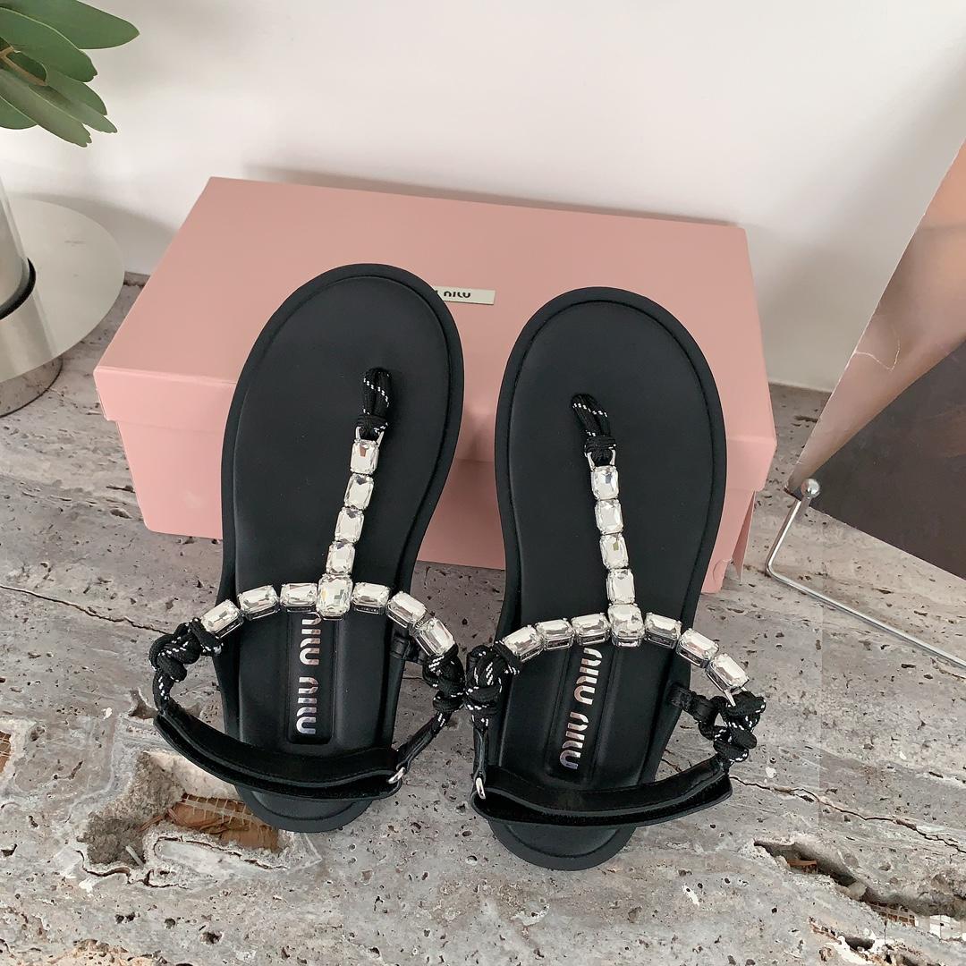 Miu Miu Cotton Cord Thong Sandals - PerfectKickZ