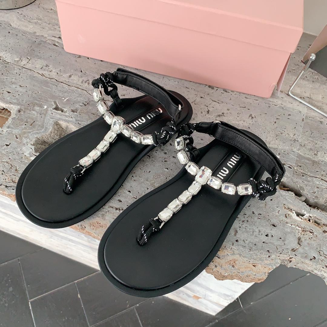 Miu Miu Cotton Cord Thong Sandals - PerfectKickZ
