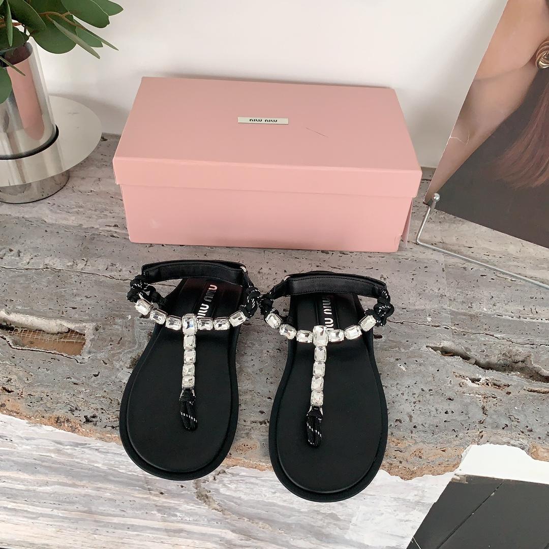Miu Miu Cotton Cord Thong Sandals - PerfectKickZ
