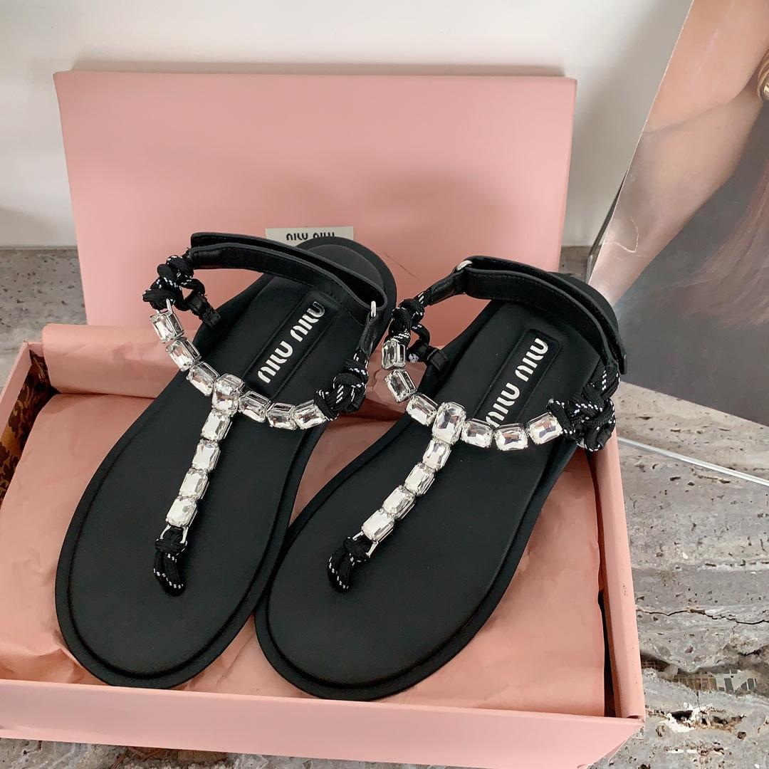 Miu Miu Cotton Cord Thong Sandals - PerfectKickZ