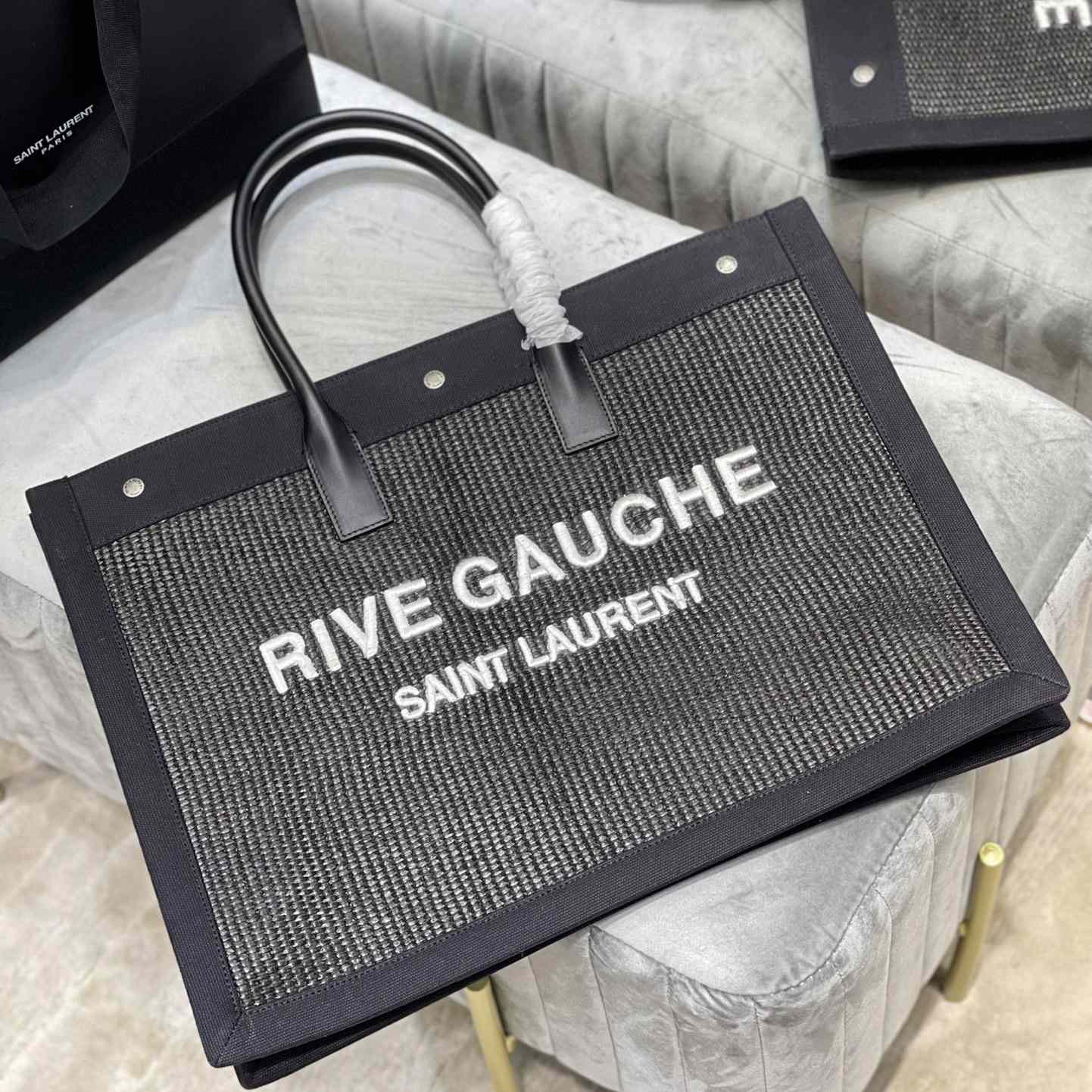 Saint Laurent Rive Gauche Woven Tote Bag   48×36×16cm - PerfectKickZ