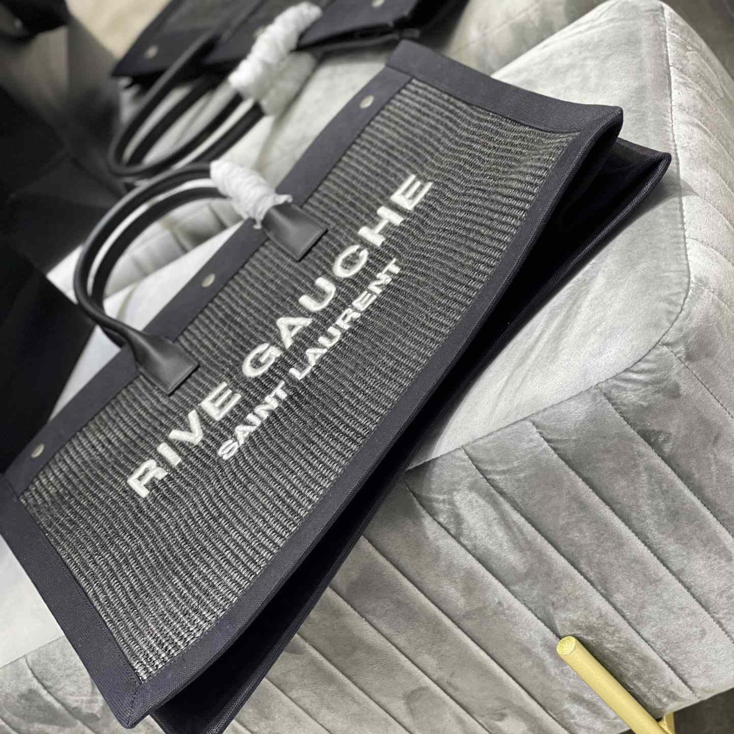 Saint Laurent Rive Gauche Woven Tote Bag   48×36×16cm - PerfectKickZ