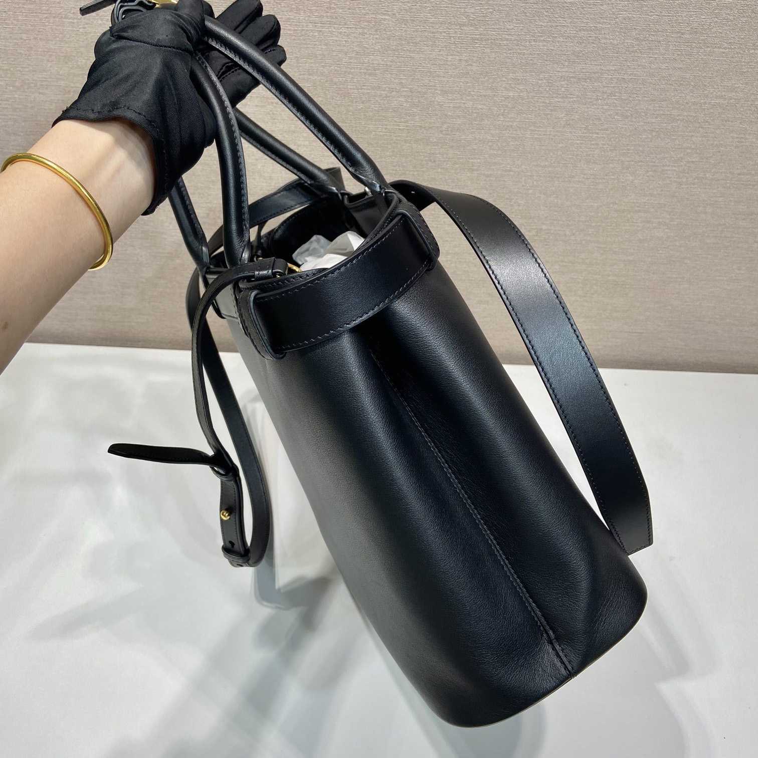 Prada Buckle Large Leather Handbag With Belt - PerfectKickZ