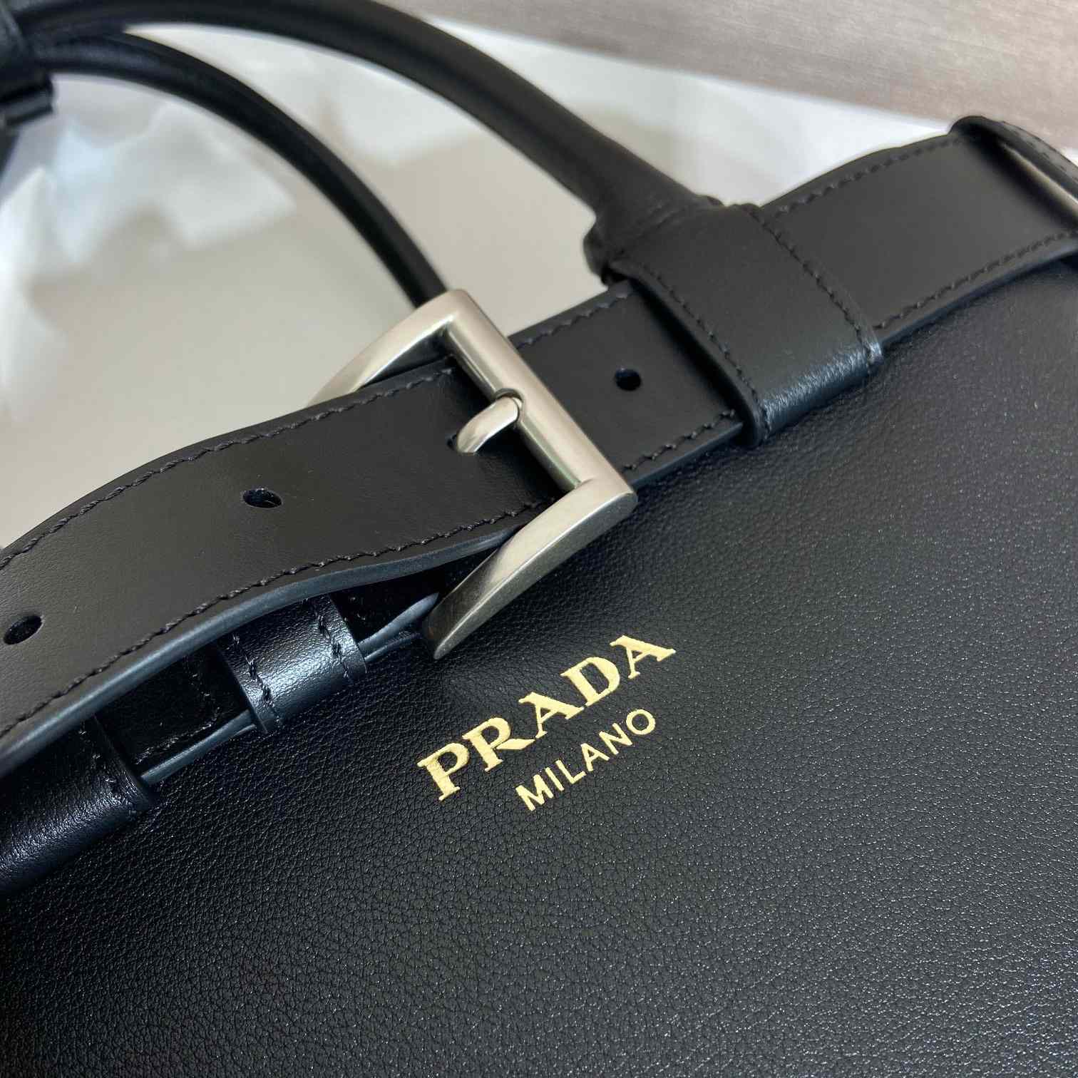 Prada Buckle Large Leather Handbag With Belt - PerfectKickZ