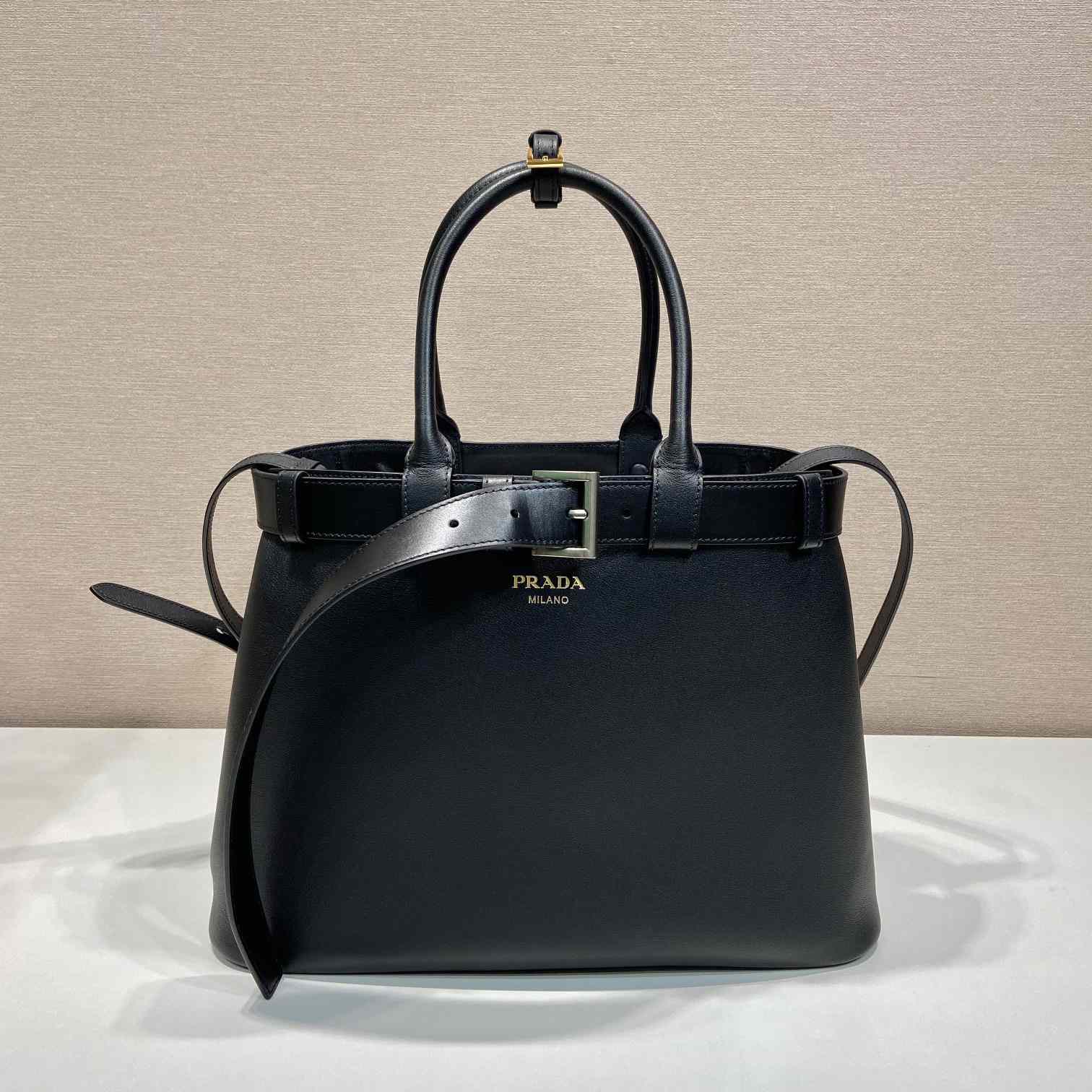 Prada Buckle Large Leather Handbag With Belt - PerfectKickZ