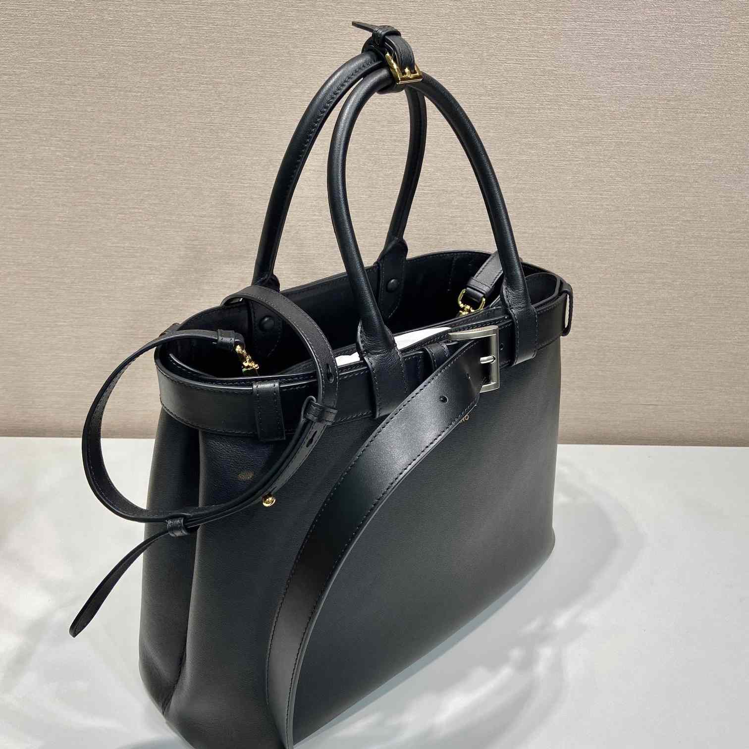 Prada Buckle Large Leather Handbag With Belt - PerfectKickZ
