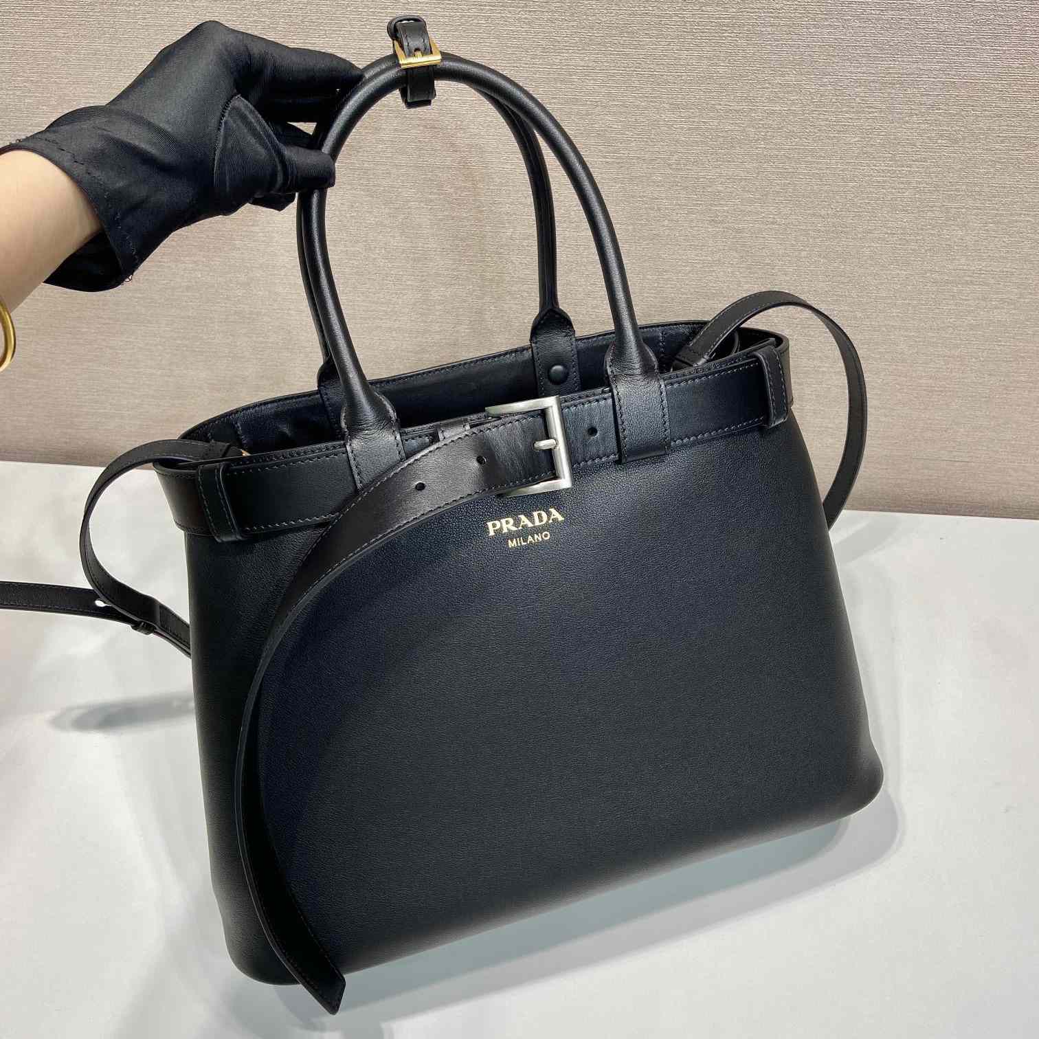 Prada Buckle Large Leather Handbag With Belt - PerfectKickZ