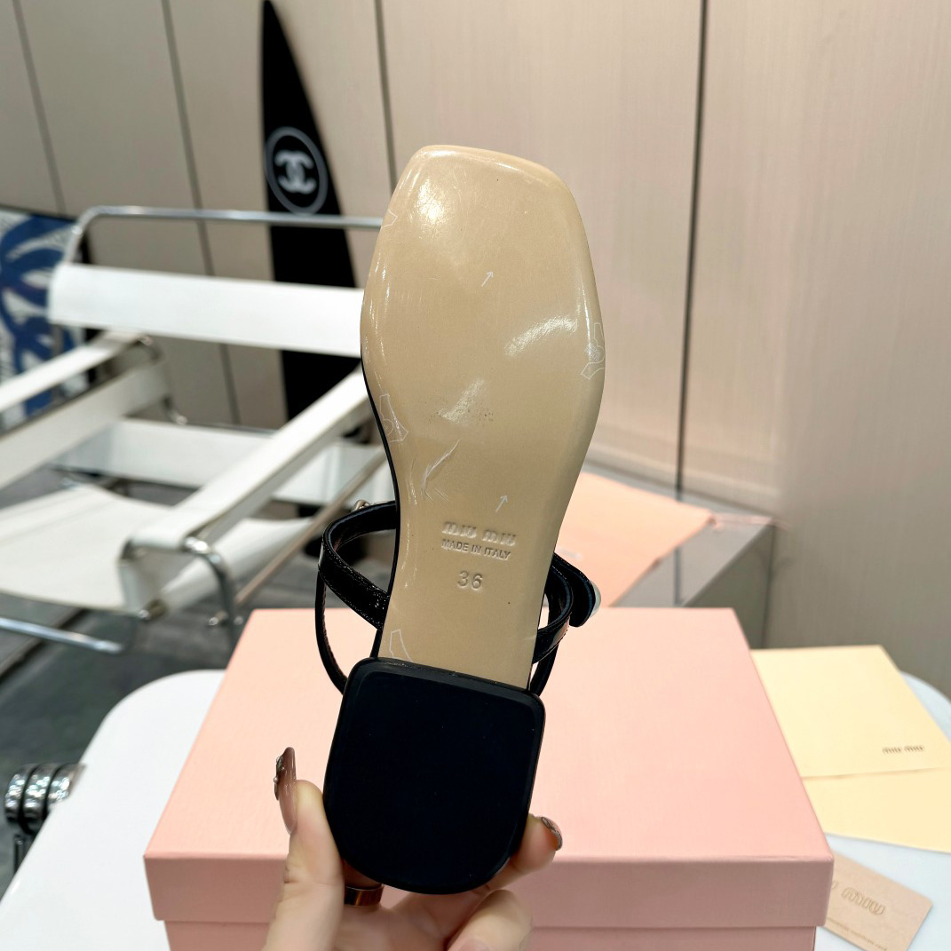 Miu Miu Patent Leather Thong Sandals - PerfectKickZ