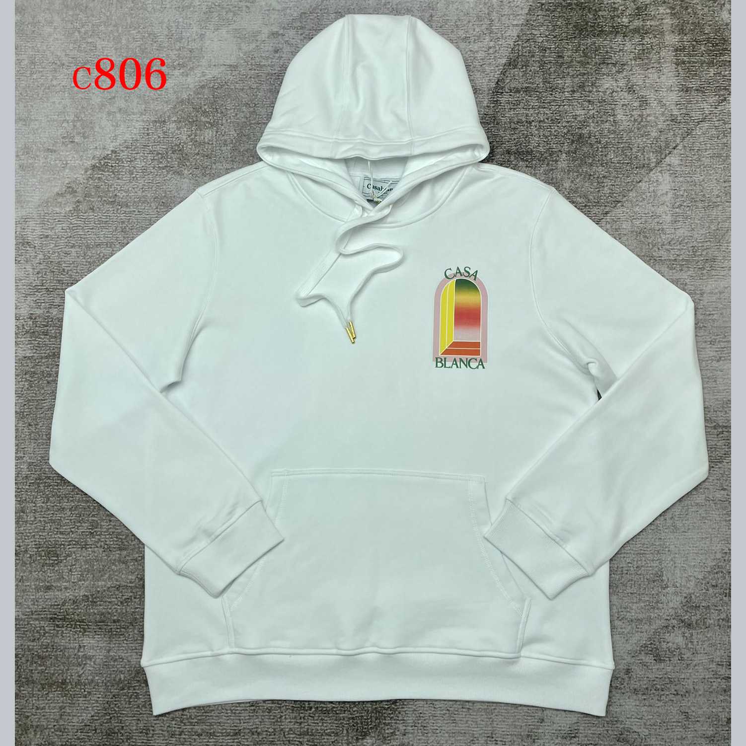 Casablanca White Gradient Arch Organic Cotton Hoodie    c806 - PerfectKickZ