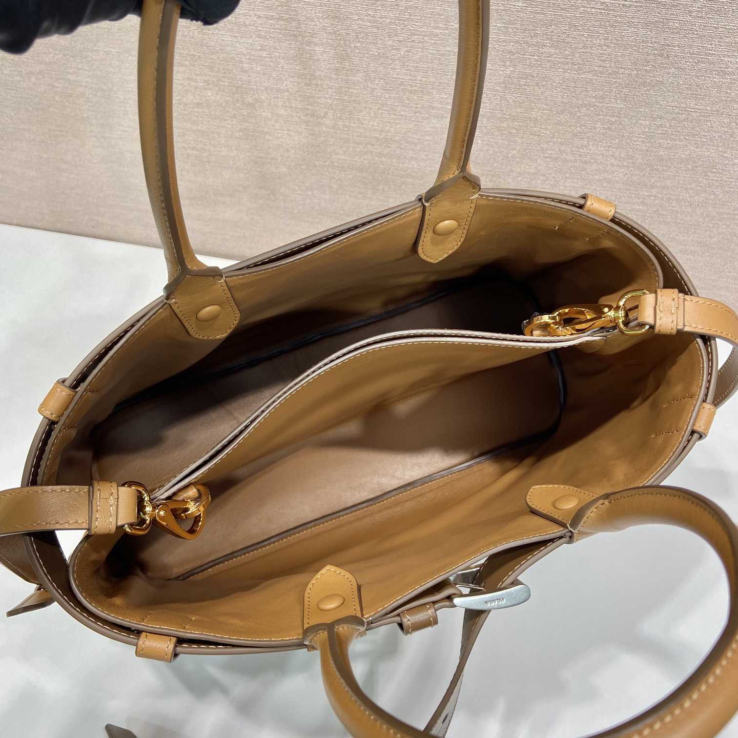 Prada Buckle Large Leather Handbag With Belt - PerfectKickZ