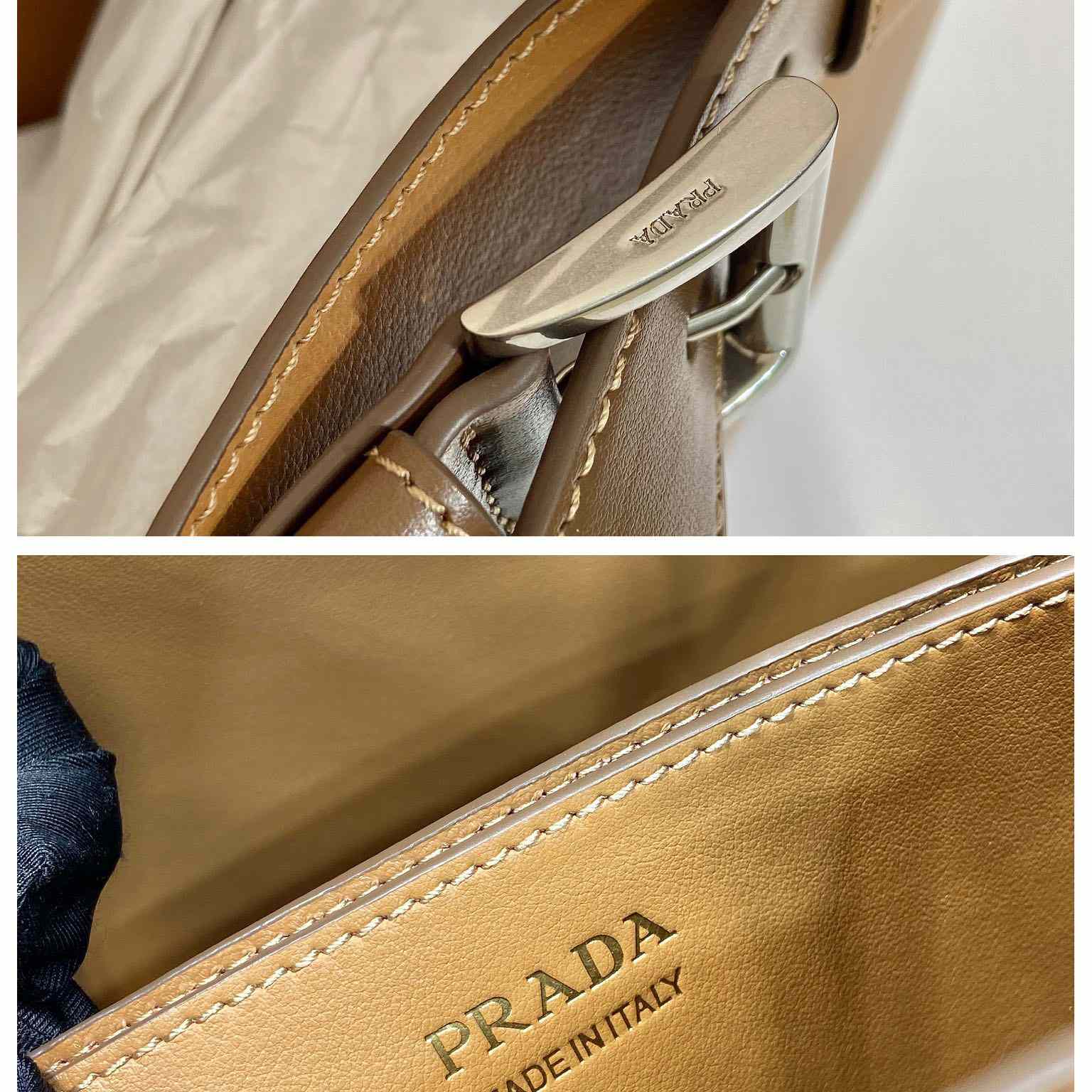 Prada Buckle Large Leather Handbag With Belt - PerfectKickZ