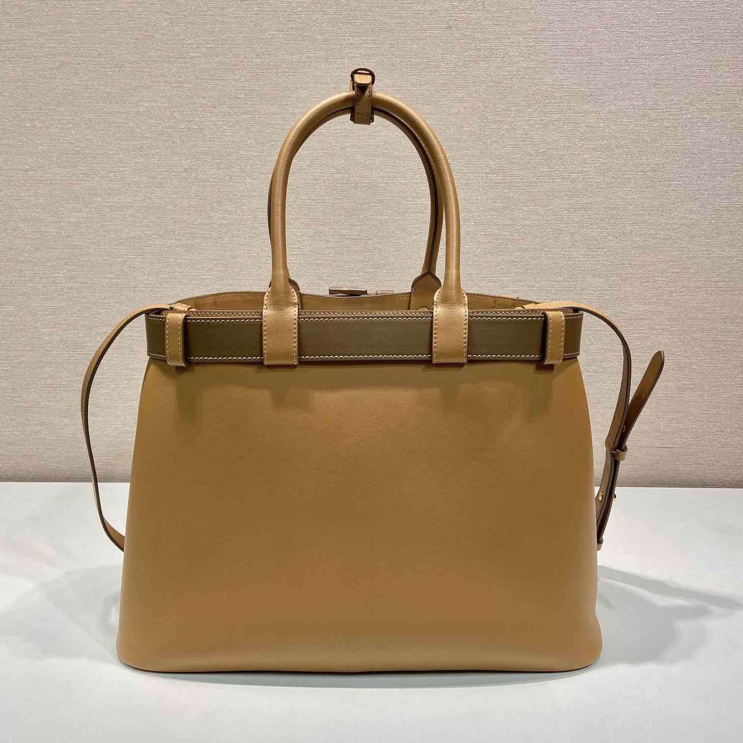 Prada Buckle Large Leather Handbag With Belt - PerfectKickZ