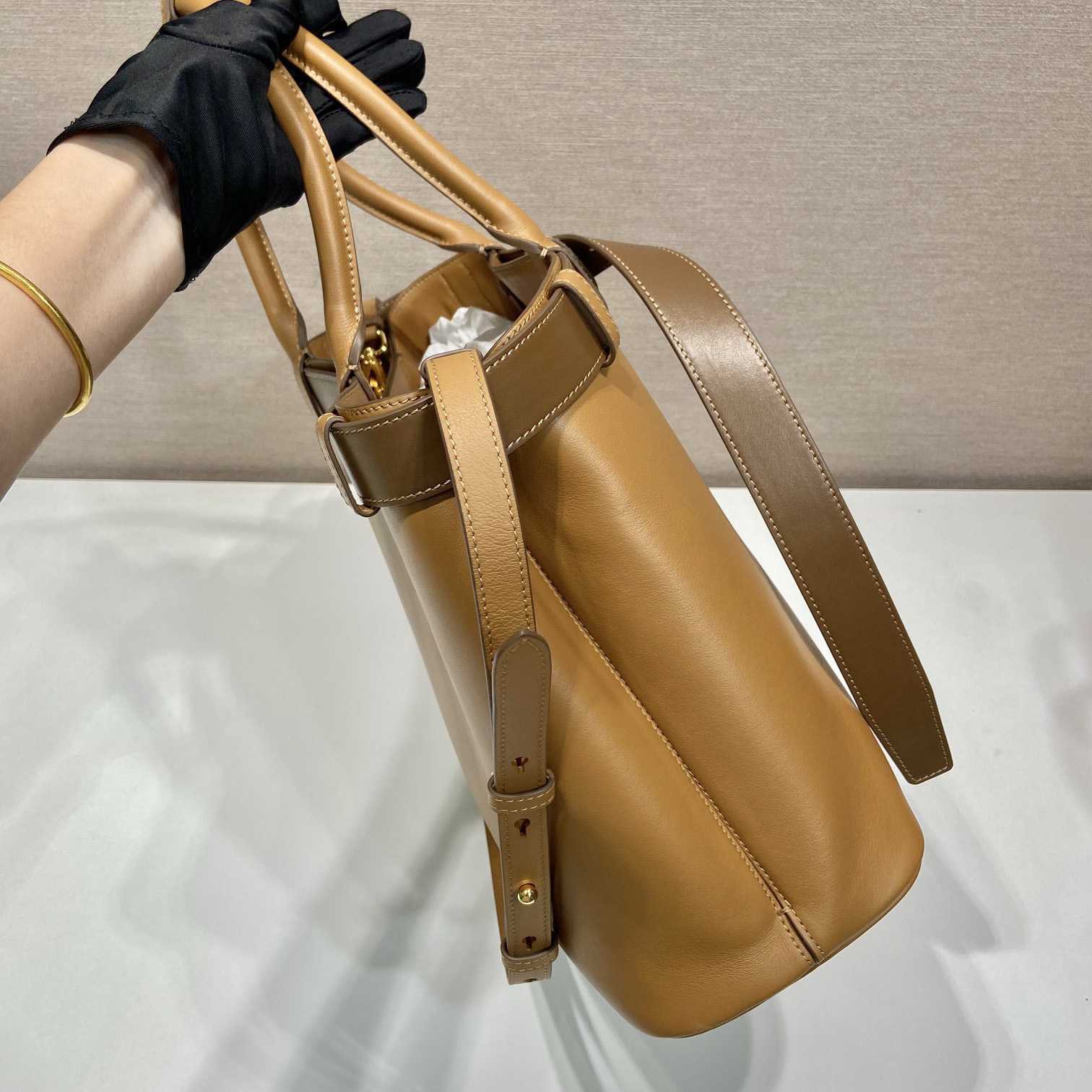 Prada Buckle Large Leather Handbag With Belt - PerfectKickZ