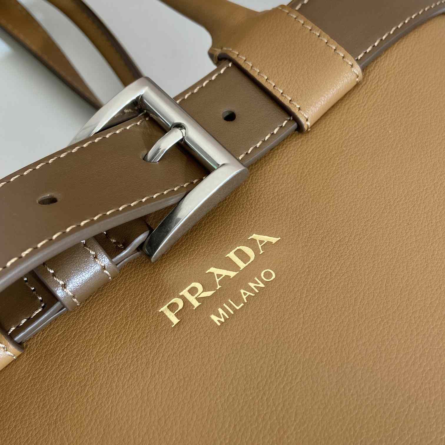 Prada Buckle Large Leather Handbag With Belt - PerfectKickZ