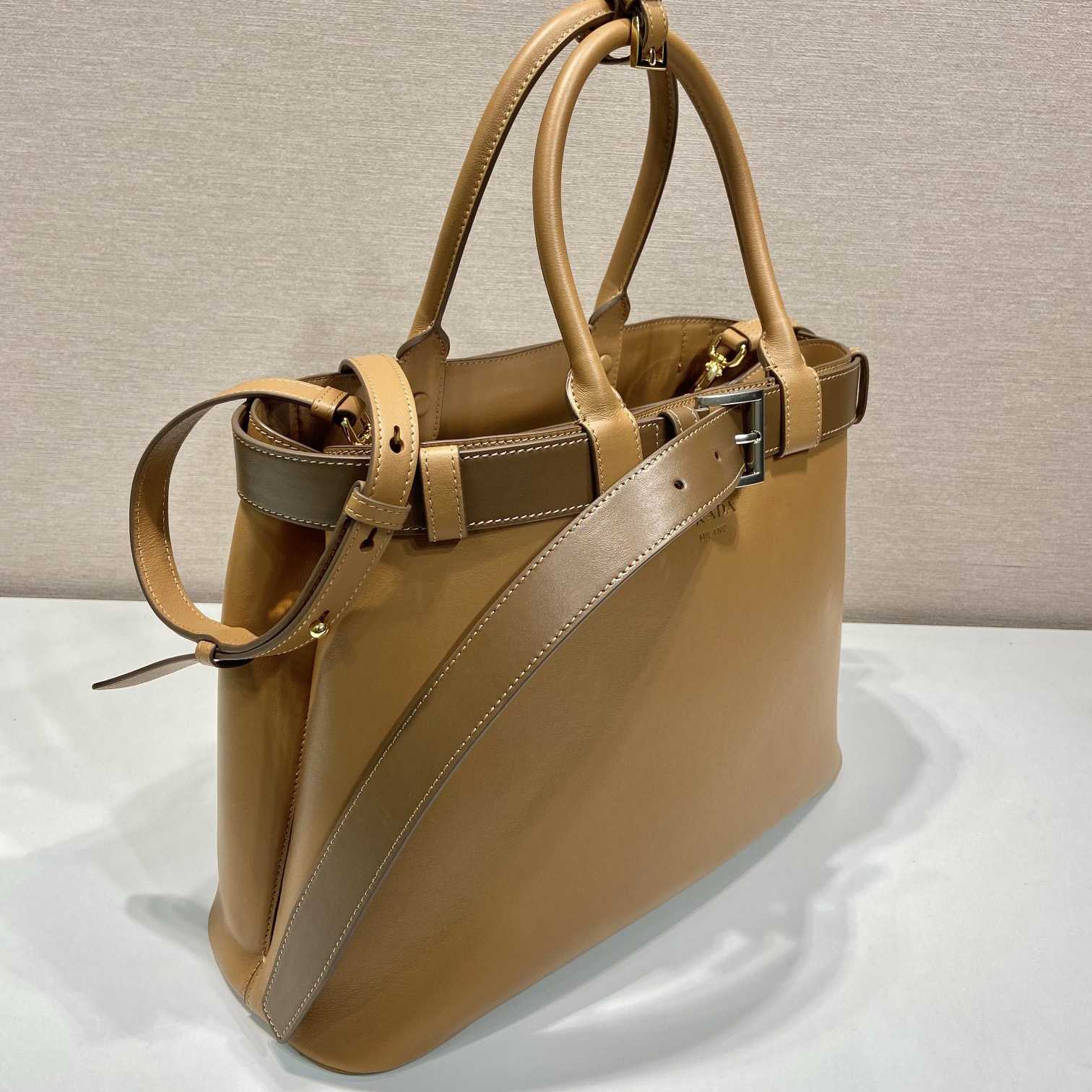 Prada Buckle Large Leather Handbag With Belt - PerfectKickZ
