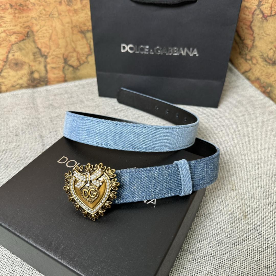 Dolce & Gabbana Devotion Denim Belt - PerfectKickZ
