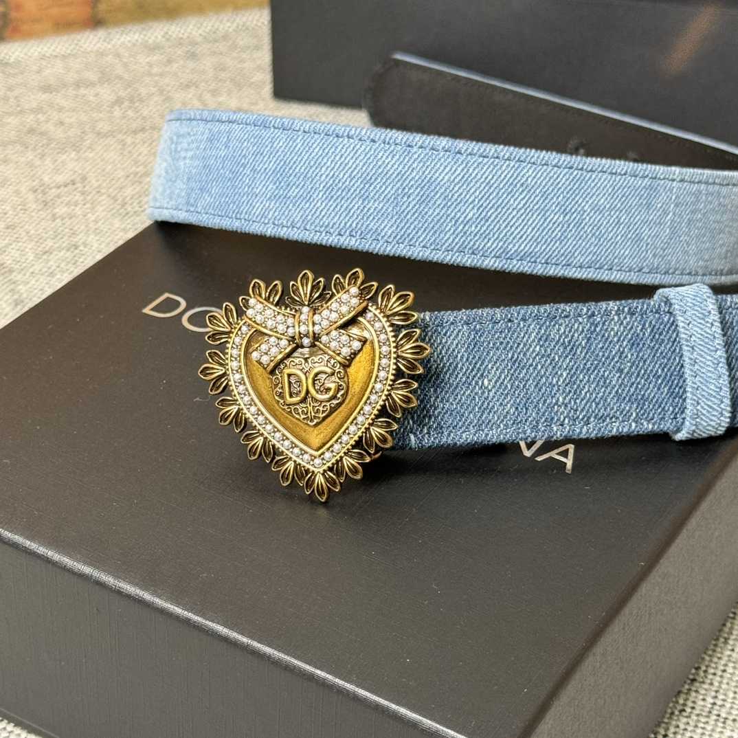 Dolce & Gabbana Devotion Denim Belt - PerfectKickZ