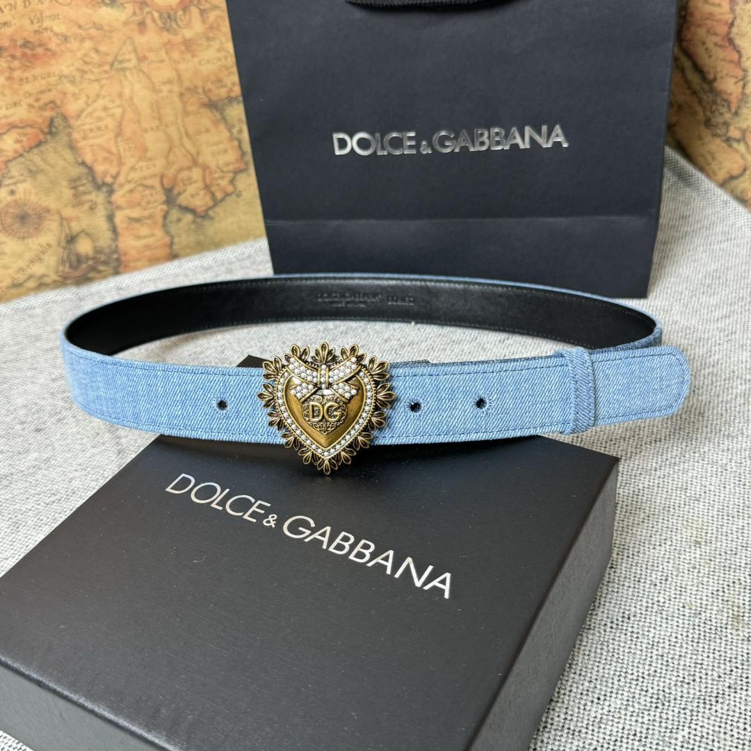 Dolce & Gabbana Devotion Denim Belt - PerfectKickZ
