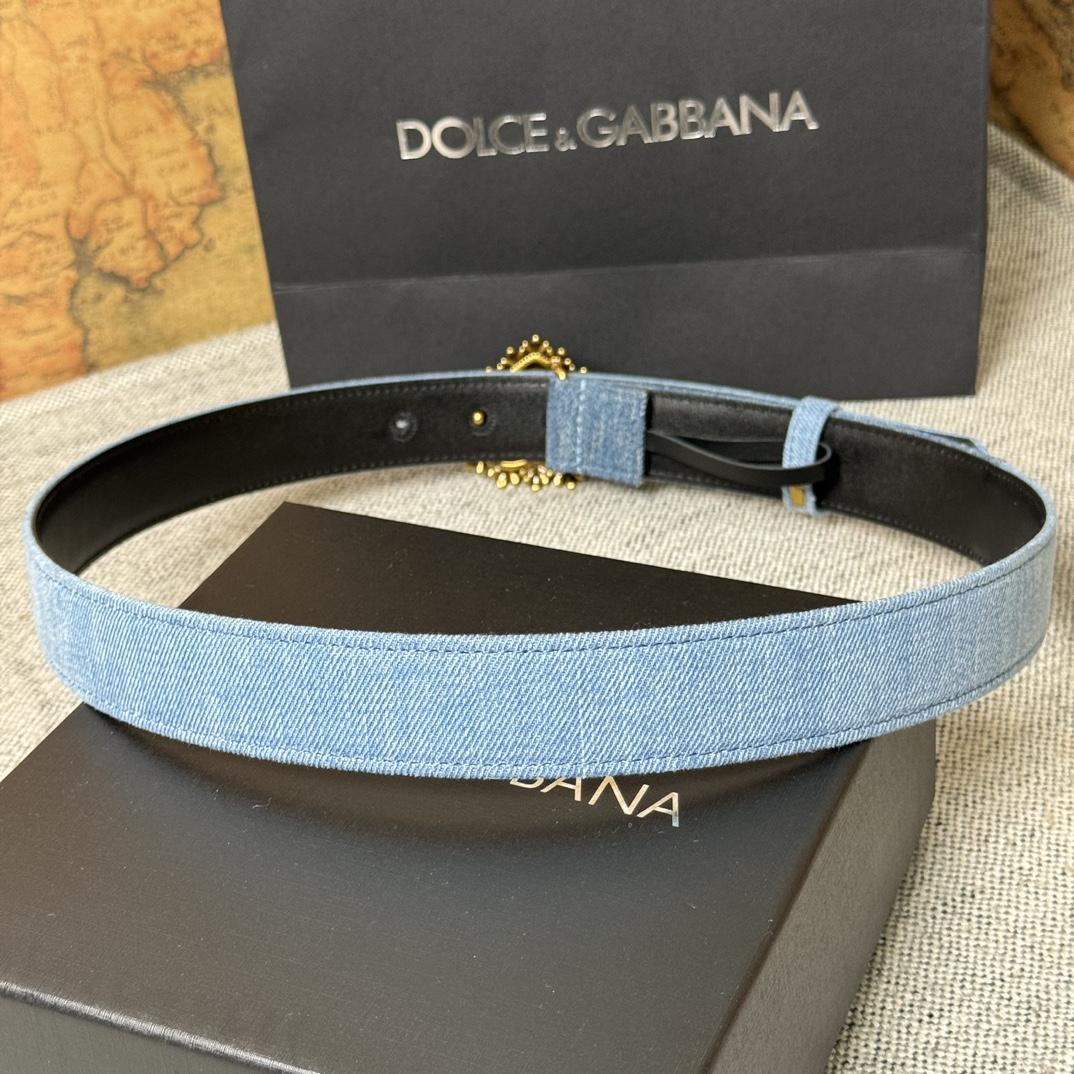 Dolce & Gabbana Devotion Denim Belt - PerfectKickZ