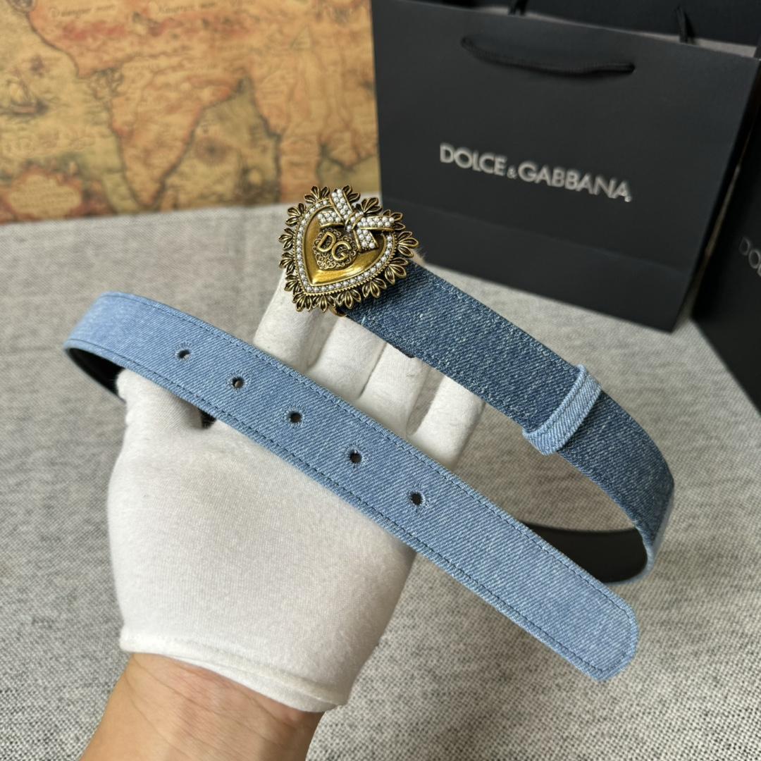 Dolce & Gabbana Devotion Denim Belt - PerfectKickZ