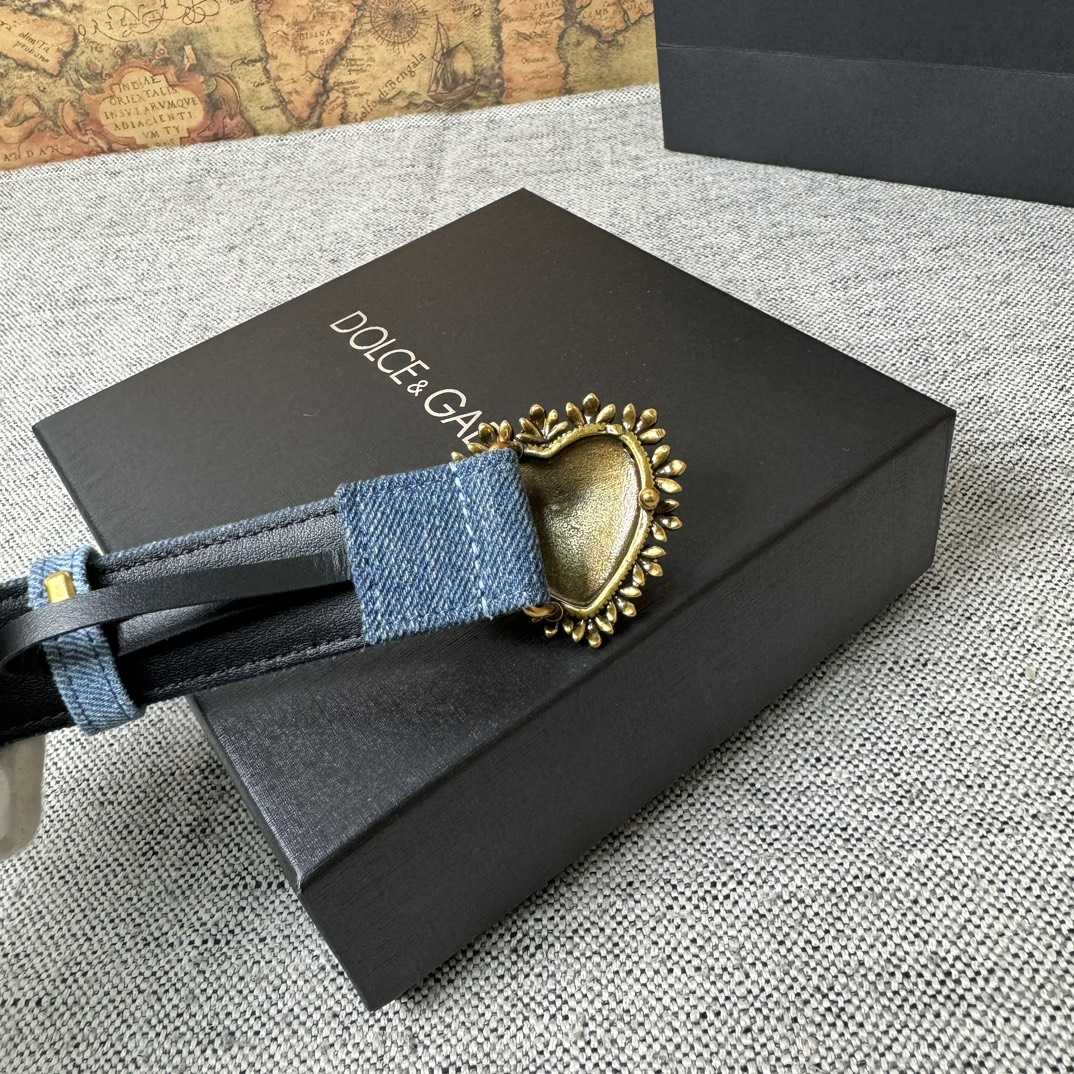 Dolce & Gabbana Devotion Denim Belt - PerfectKickZ