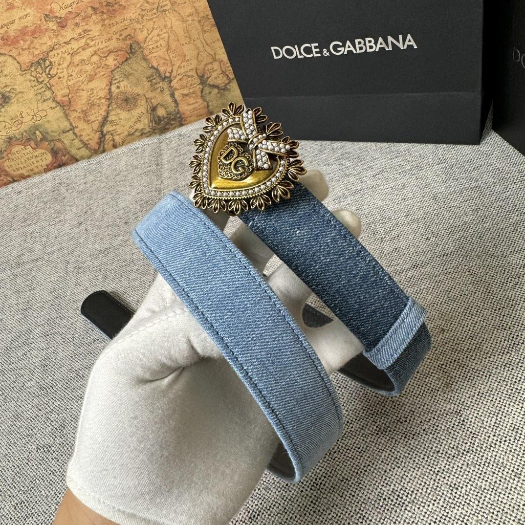 Dolce & Gabbana Devotion Denim Belt - PerfectKickZ
