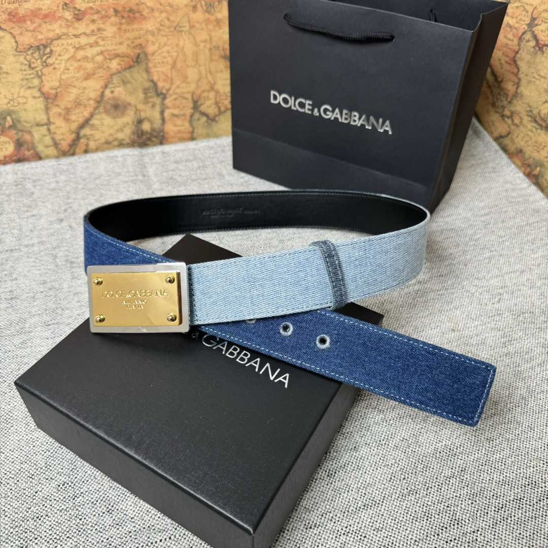 Dolce & Gabbana Denim Belt With Branded Tag - PerfectKickZ