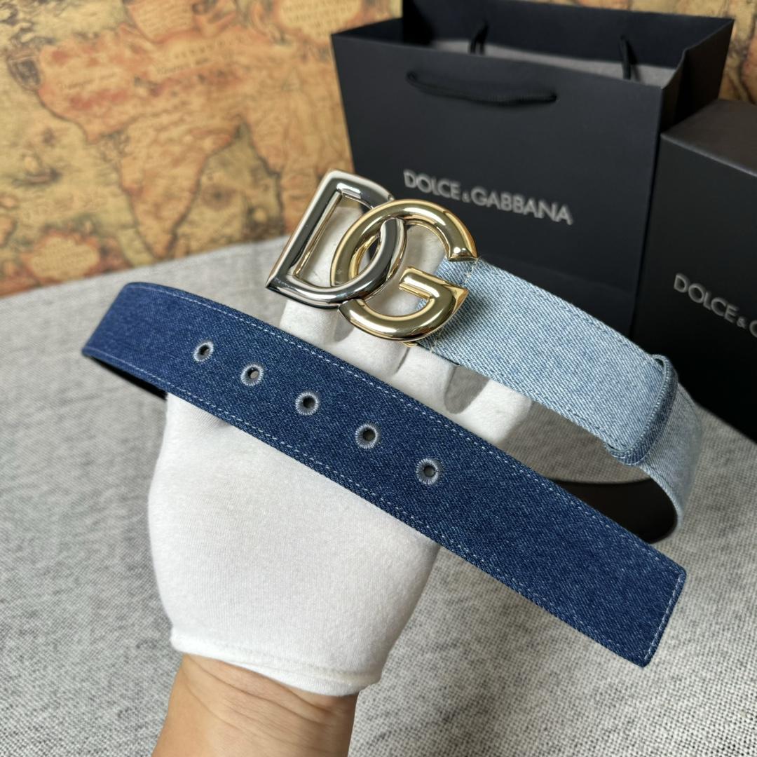 Dolce & Gabbana Denim Belt With DG Logo - 