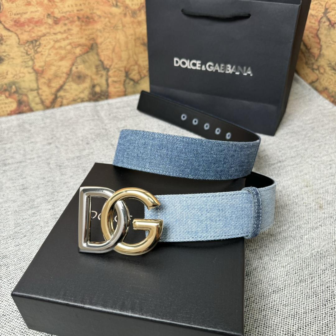 Dolce & Gabbana Denim Belt With DG Logo - 
