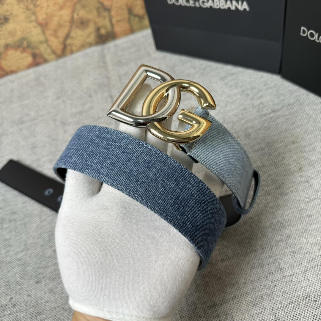 Dolce & Gabbana Denim Belt With DG Logo - 