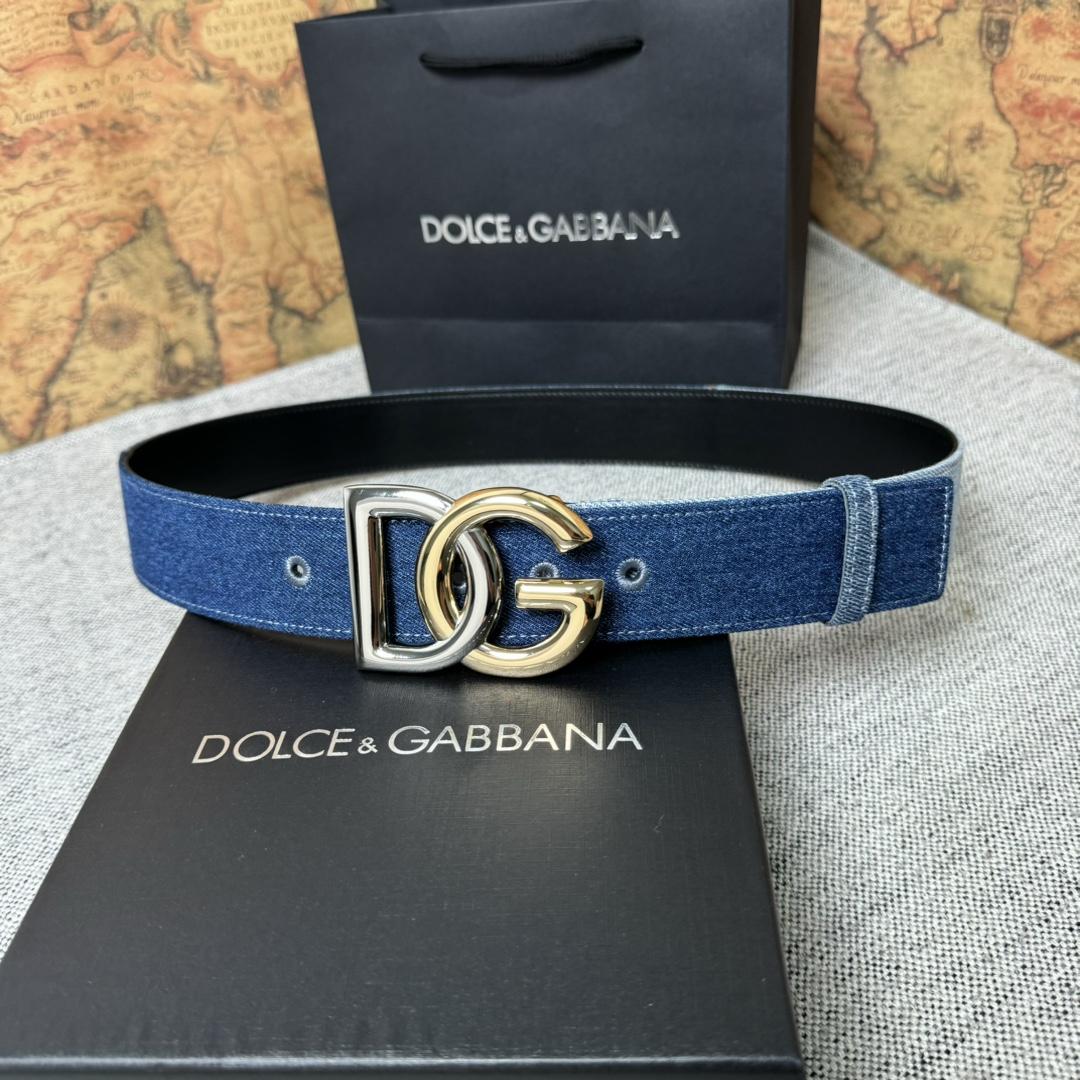Dolce & Gabbana Denim Belt With DG Logo - 