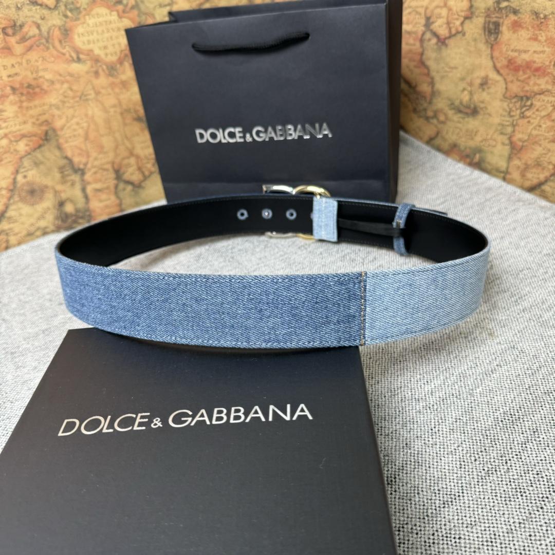 Dolce & Gabbana Denim Belt With DG Logo - 