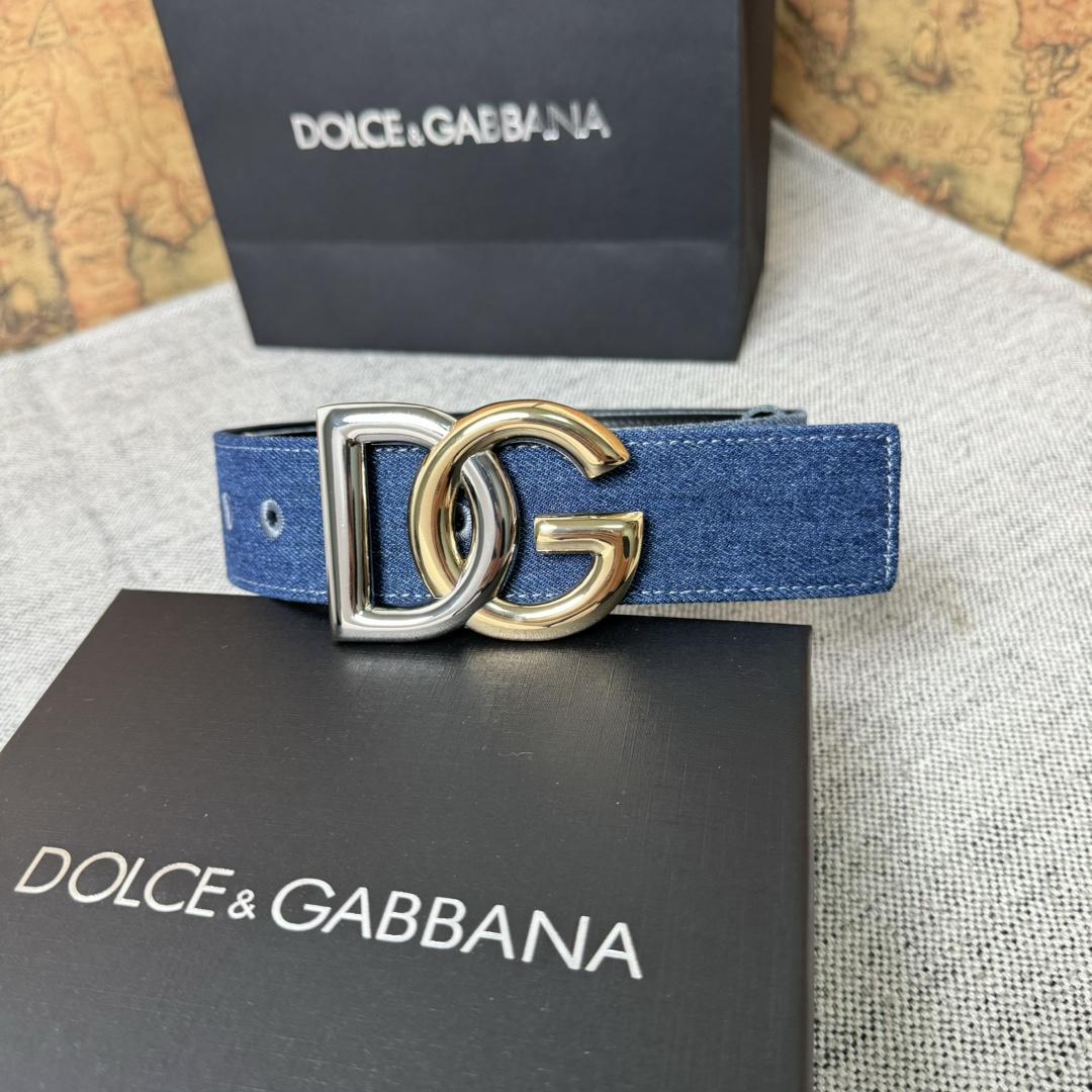 Dolce & Gabbana Denim Belt With DG Logo - 