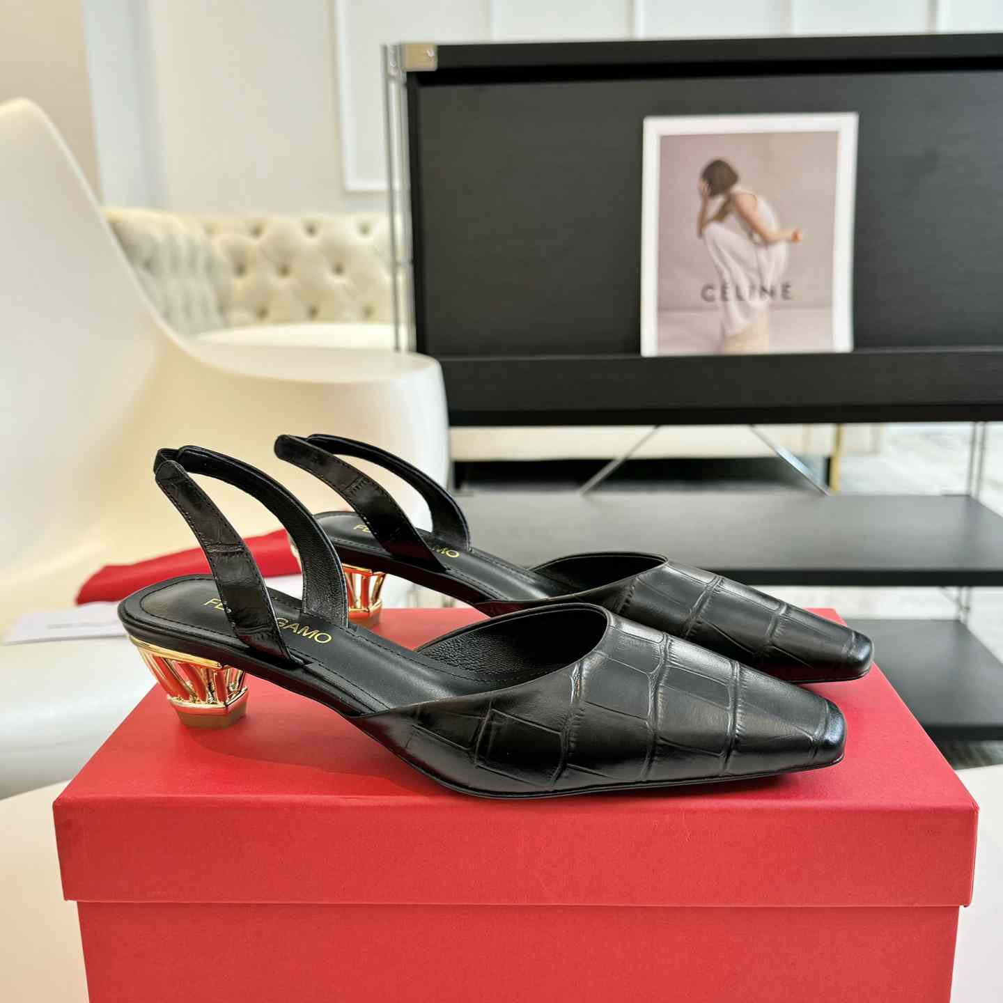 Ferragamo Women's Black "Alyssa" Slingbacks - PerfectKickZ