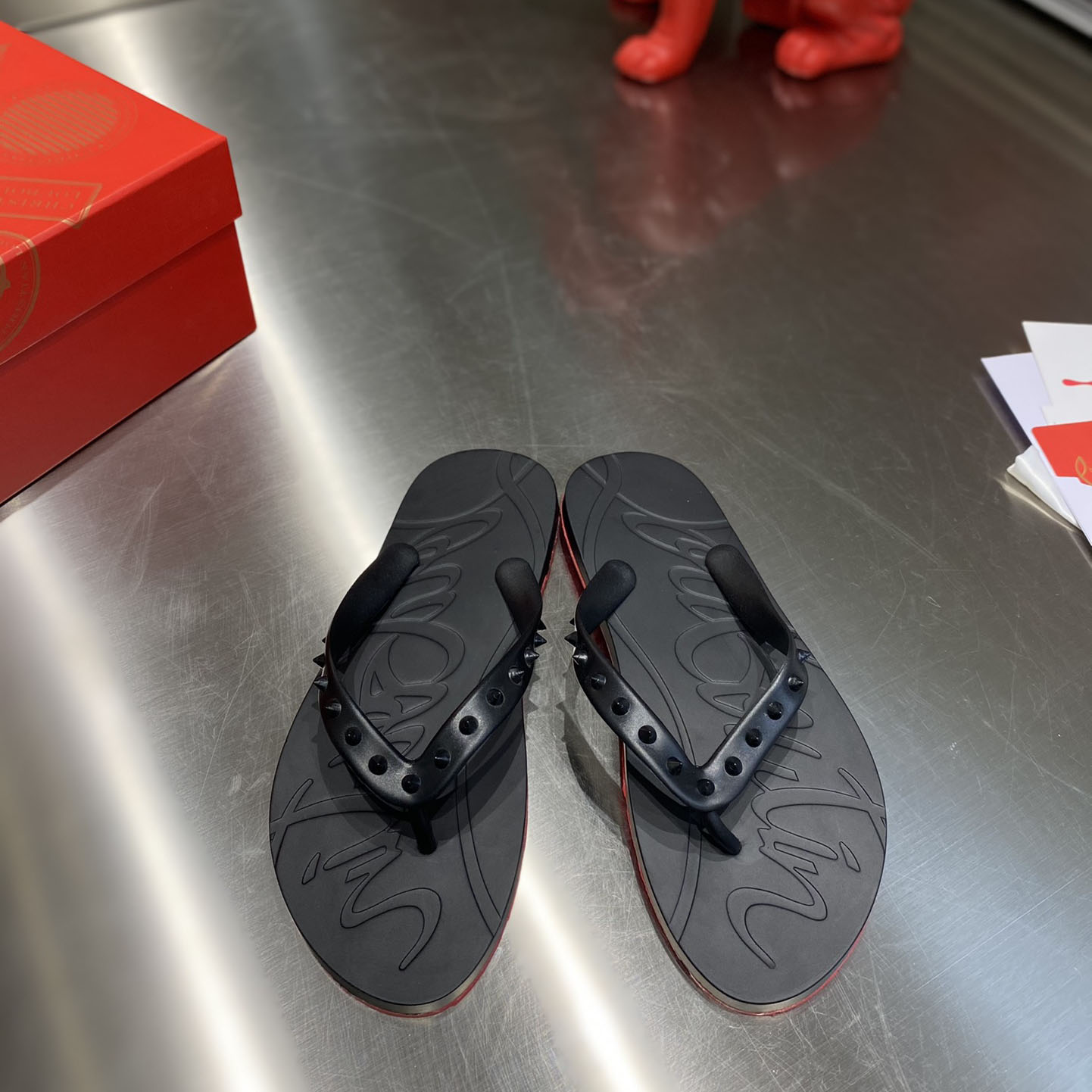 Christian Louboutin Loubi Flip Slide - PerfectKickZ
