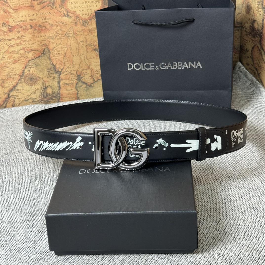 Dolce & Gabbana Graffiti-print Logo-buckle Belt - PerfectKickZ