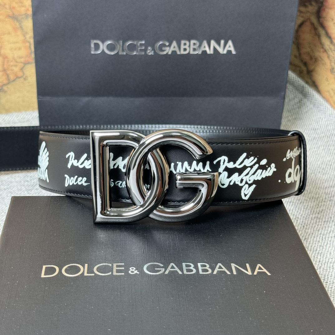 Dolce & Gabbana Graffiti-print Logo-buckle Belt - PerfectKickZ